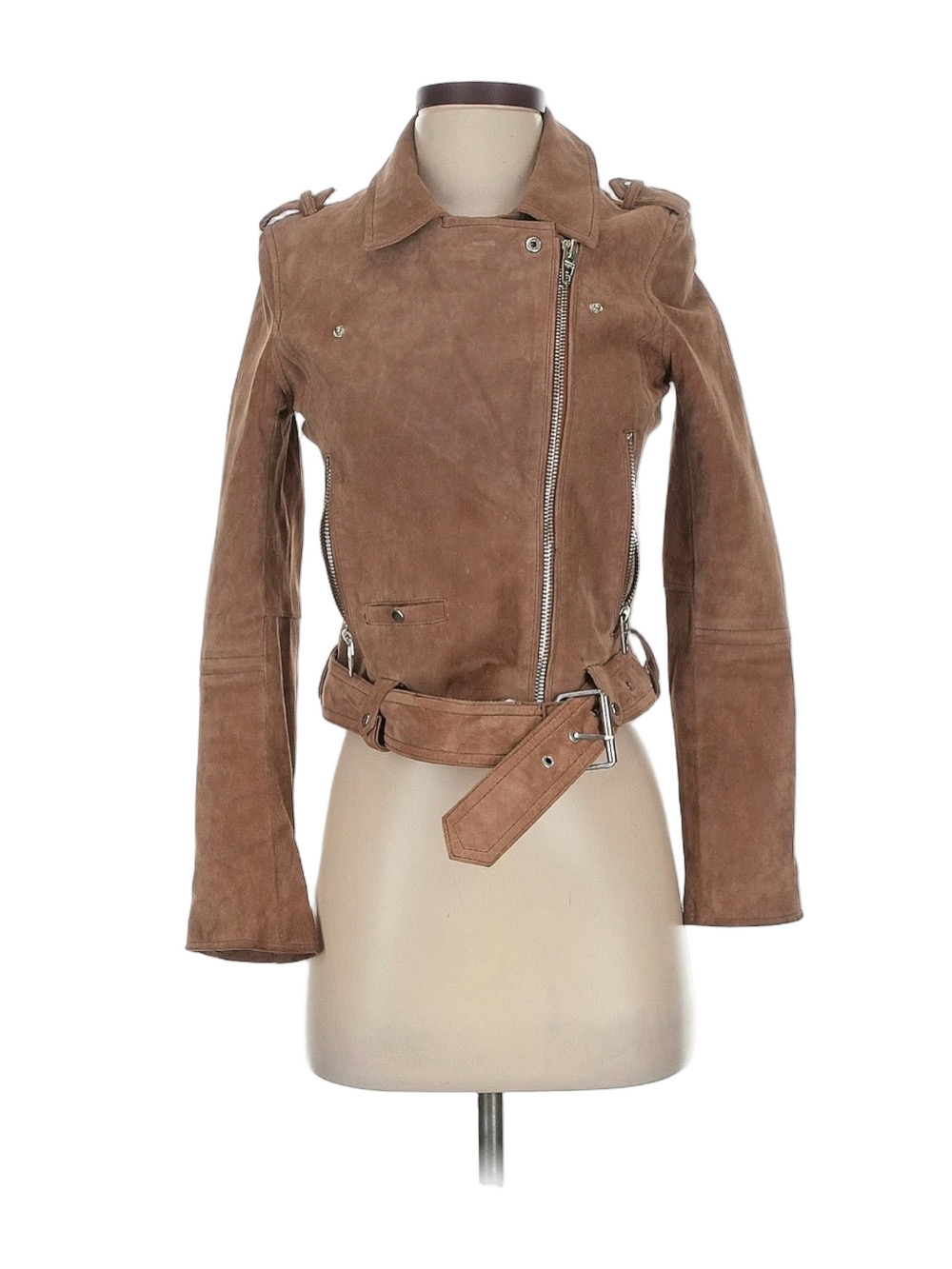 Suede Belted Moto Jacket
